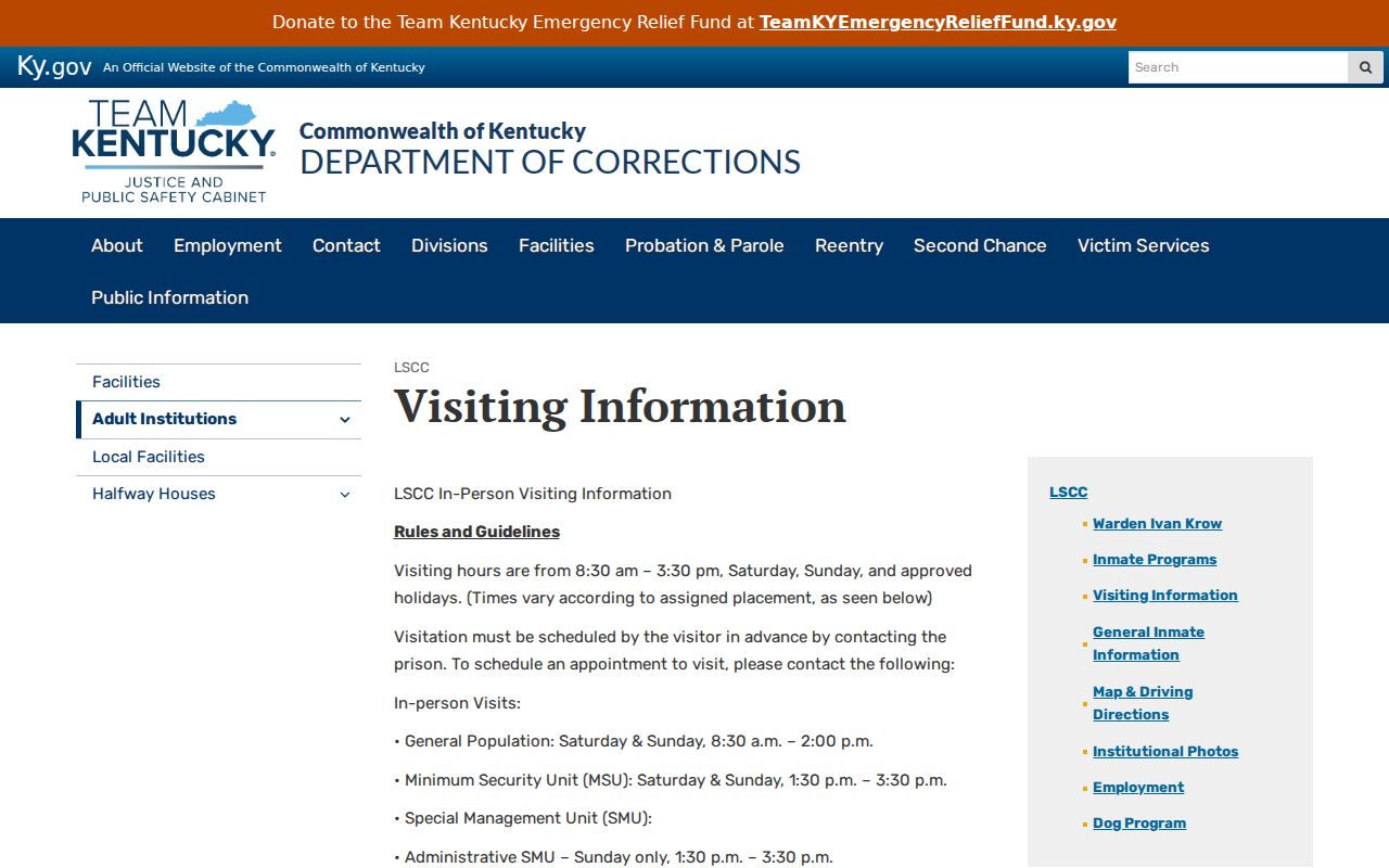 Little Sandy Correctional Complex state prison visiting information